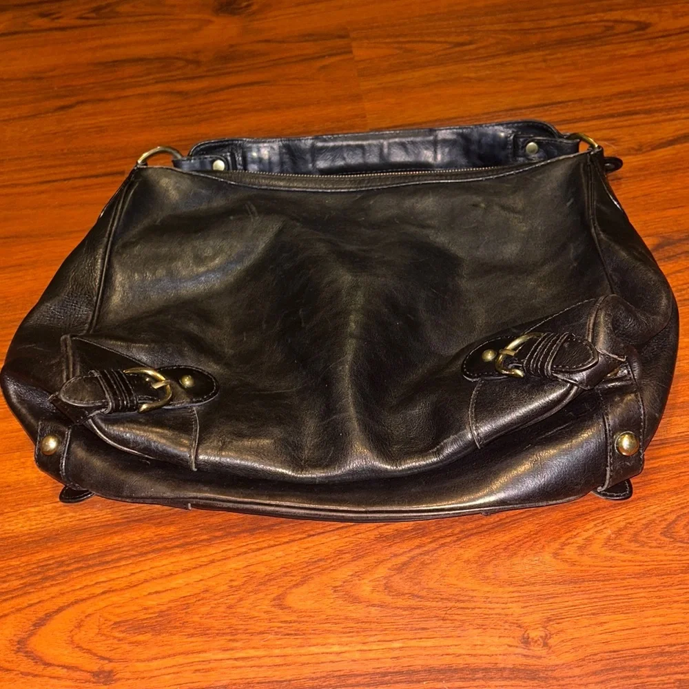 VTG Y2K Banana Republic Leather Slouchy Hobo Satchel Bag w/Buckles